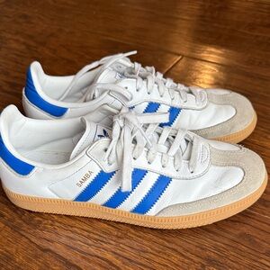 Adidas Samba White and Blue Trainers